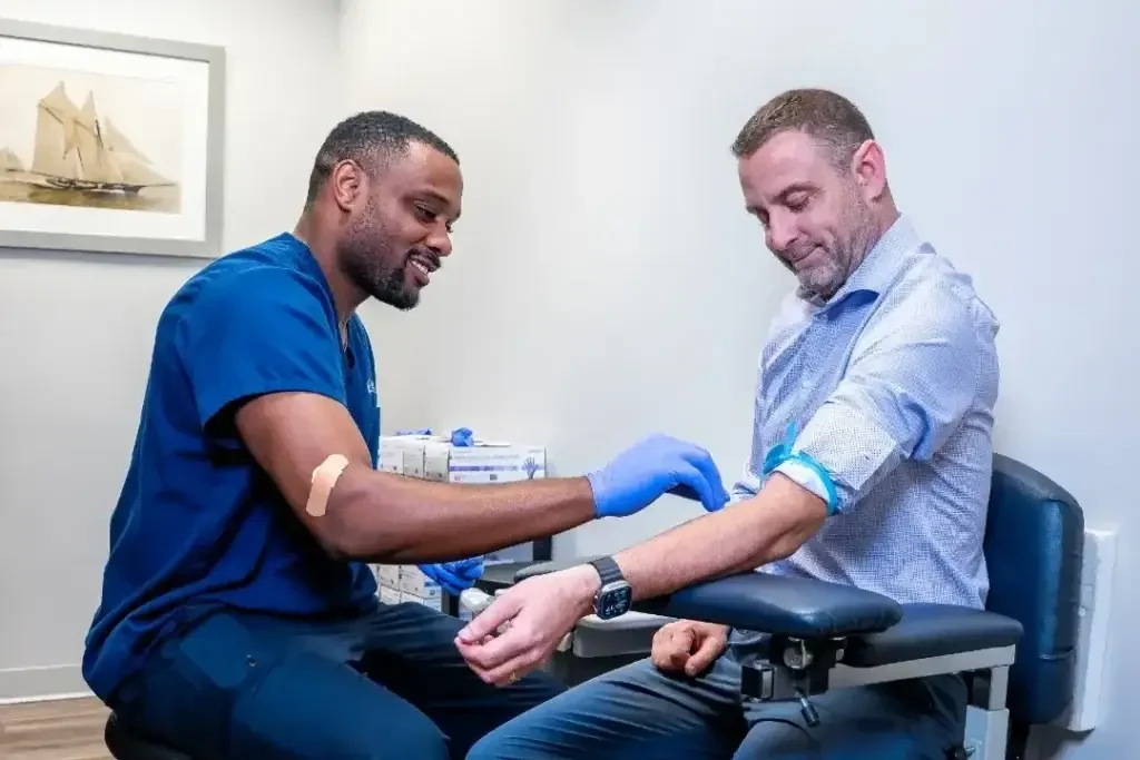Member receiving bloodwork