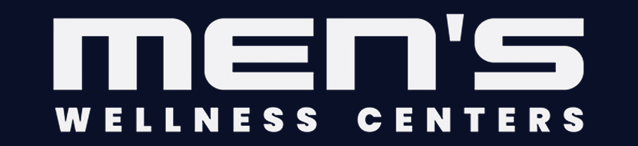 Men's Wellness Centers wordmark, cream on navy