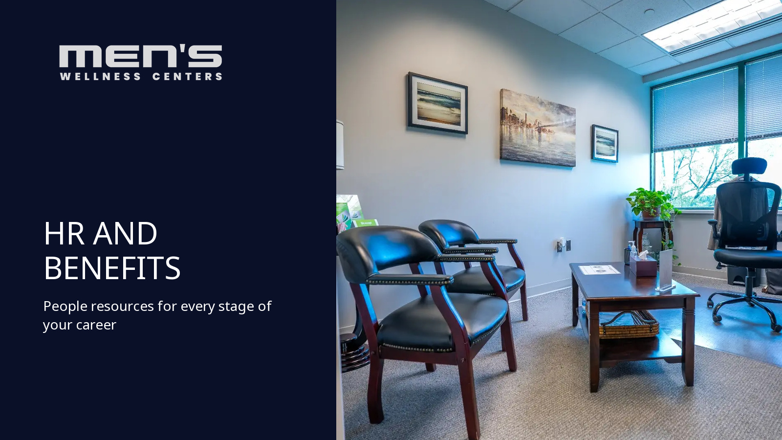 HR and Benefits flat-panel SharePoint artwork for Men's Wellness Centers