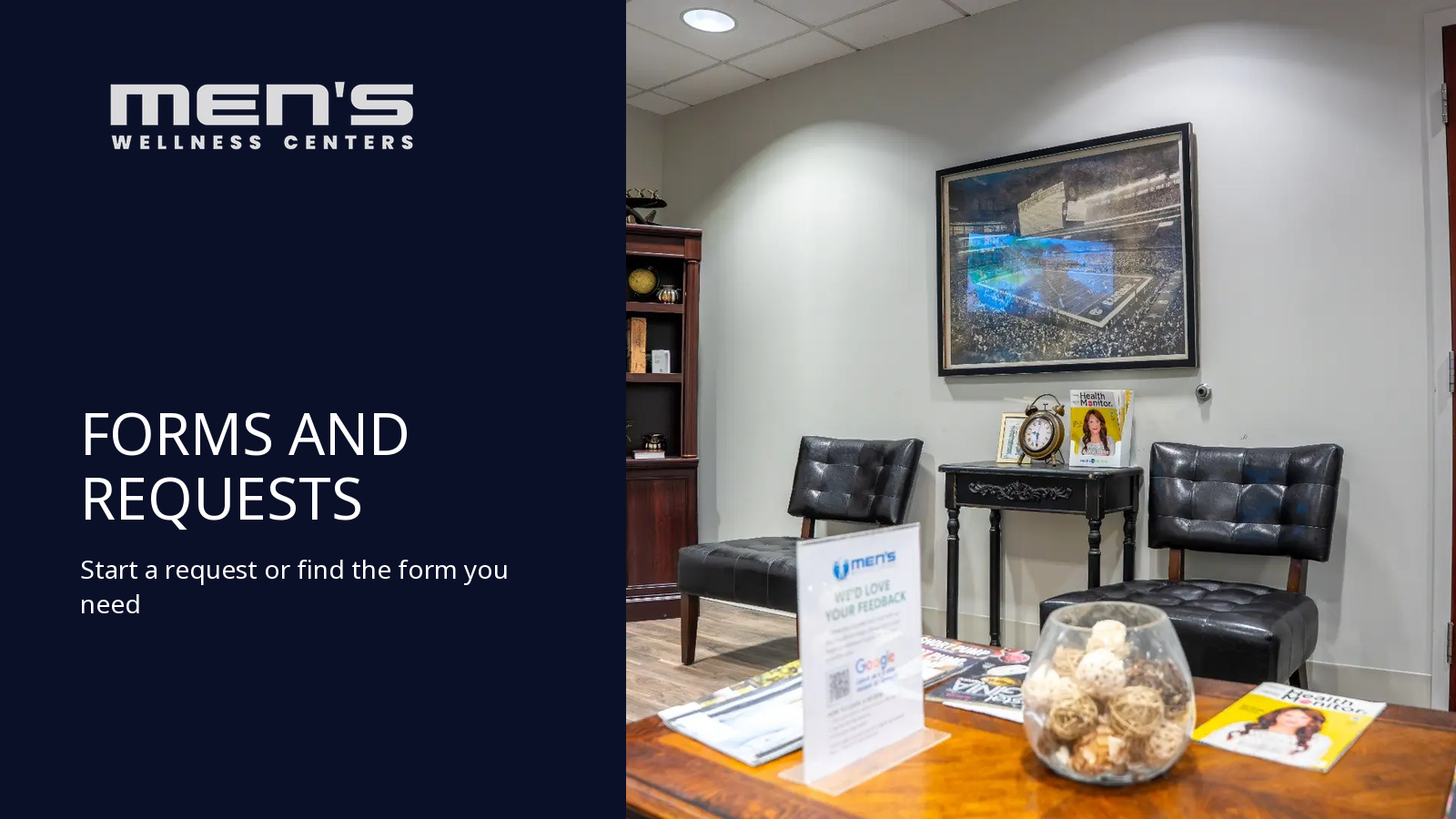 Forms and Requests flat-panel SharePoint artwork for Men's Wellness Centers
